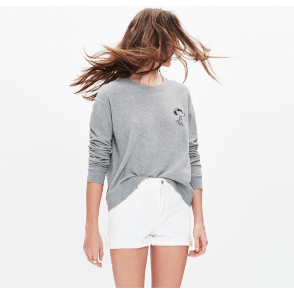 Madewell Gray Snoopy Graphic Lightweight Sweatshirt
